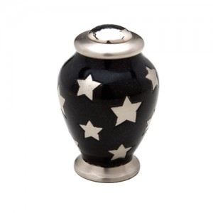 Simplicity Keepsake Small Urn (Black with Silver Stars) - "Made with Love"
